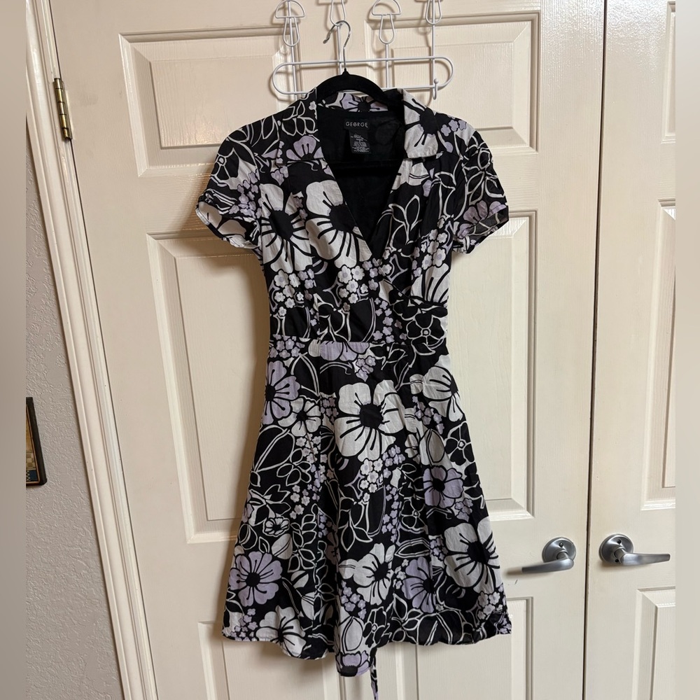 VTG Y2K 90s Floral George 100% Cotton Knee Length Dress